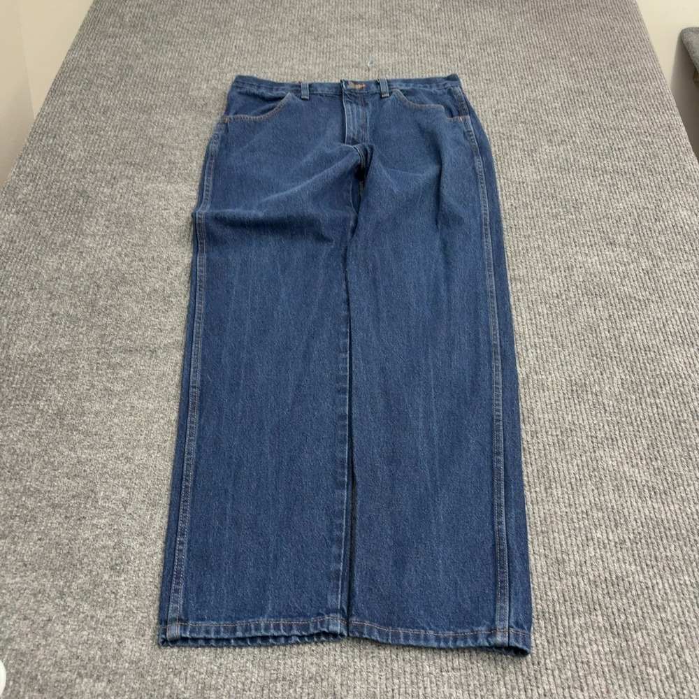 Rustler Jeans Mens 35x32 Blue Cotton Straight Leg Denim Workwear Casual Classic